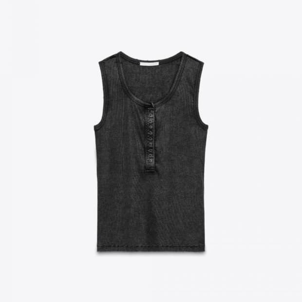 ZARA 워시드 리브드 탑