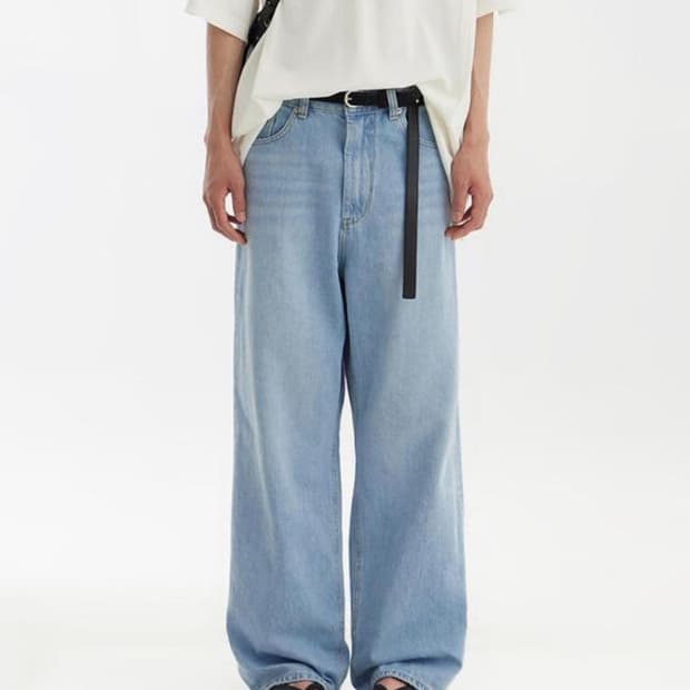 [새상품급] 유스 스트럭쳐 와이드 데님 라이트 블루 연청 M사이즈