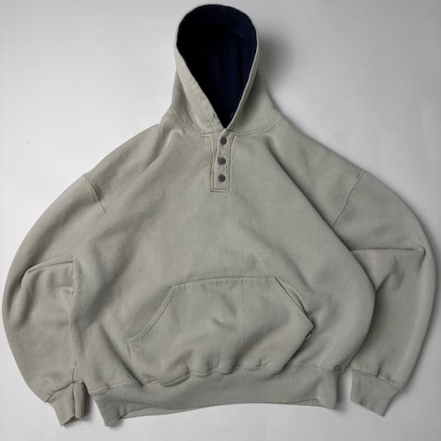 90s Russell Button Hoodie (eggshell)