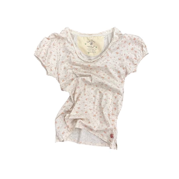 Flower Pattern Puff Cap Top