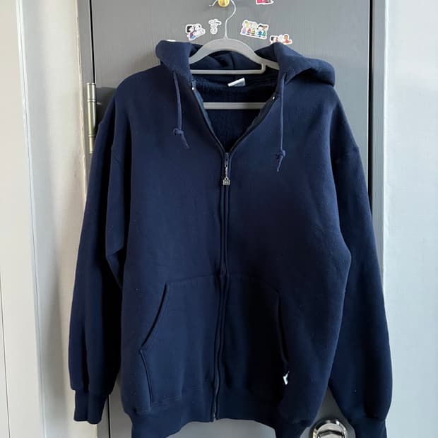 (XL) 90s 러셀 USA 네이비 후드 집업