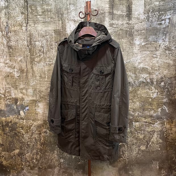 버버리 블루라벨 노바 체크 라이너 모즈 코트