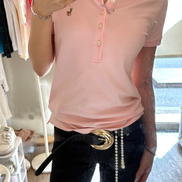 POLO Logo pink collar T