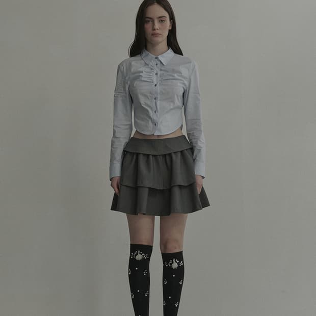 슬릿 캉캉 수트 스커트/ Slit Cancan Suit Skirt