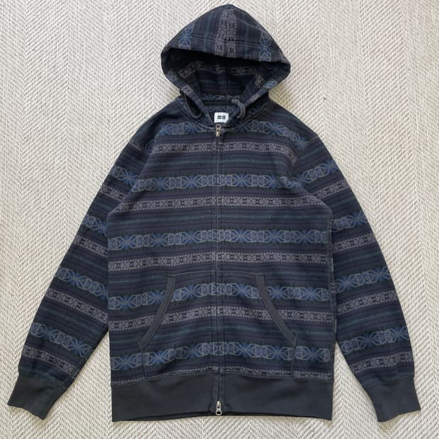 유니클로 재팬 노르딕 패턴 후드집업 