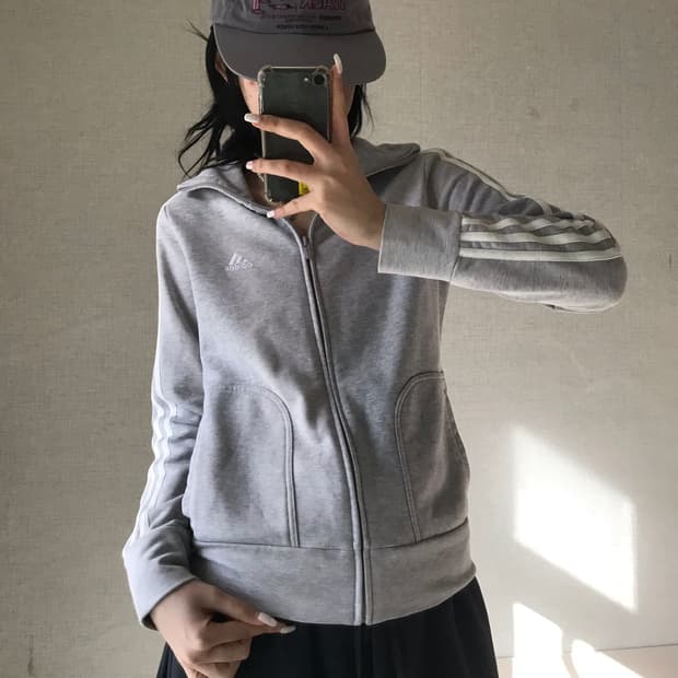 아디다스 그레이 코튼집업