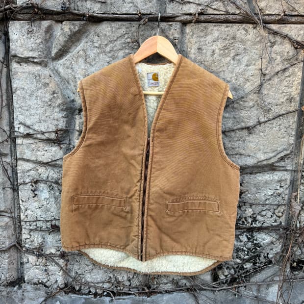 70s 칼하트 덕캔버스 쉐르파 워크 베스트 조끼 L