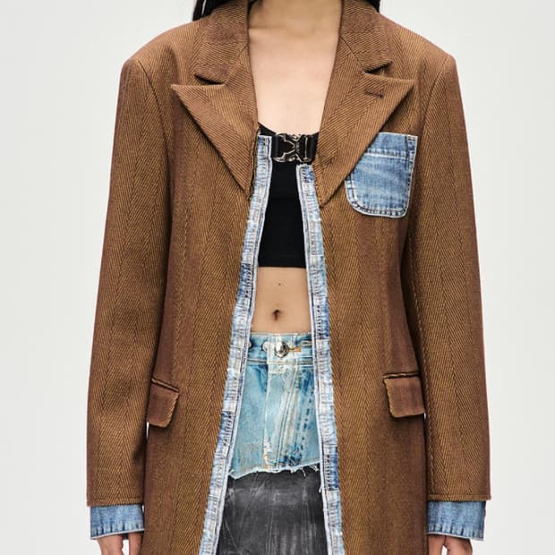 앤더슨벨 - 매기 로우컷 헤링본 자켓