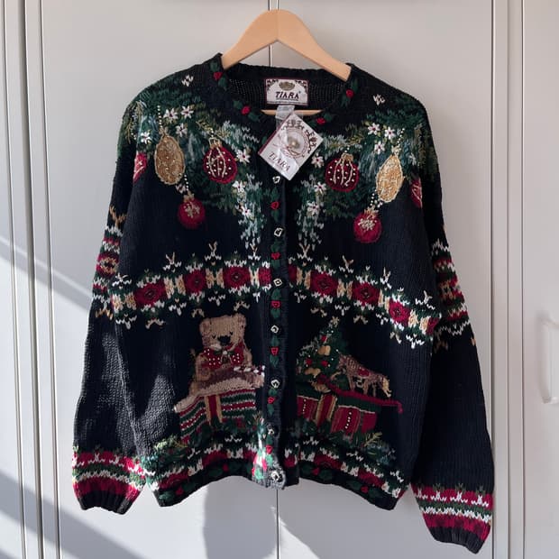 Tiara 티아라 크리스마스 곰인형 니트 가디건 (새상품)