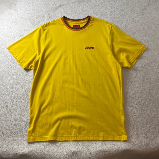 100 슈프림 스플릿 립 S/S 탑 머스타드 반팔 티셔츠