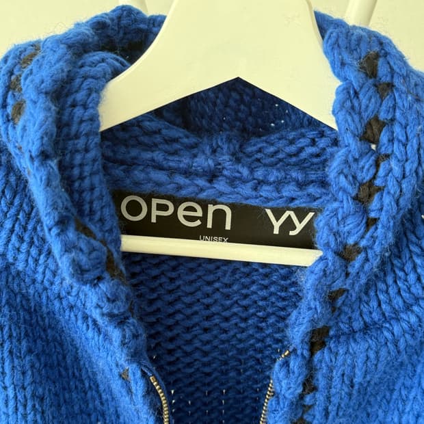 오픈와이와이 스티치집업 니트후디