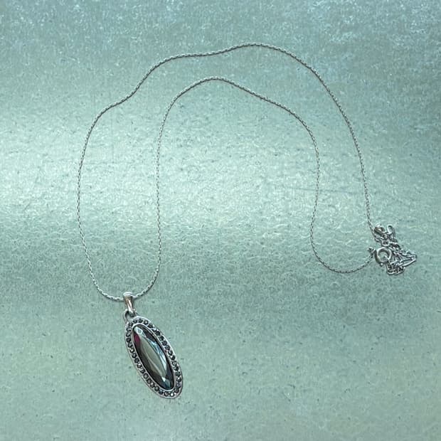 타원 블랙 큐빅 목걸이