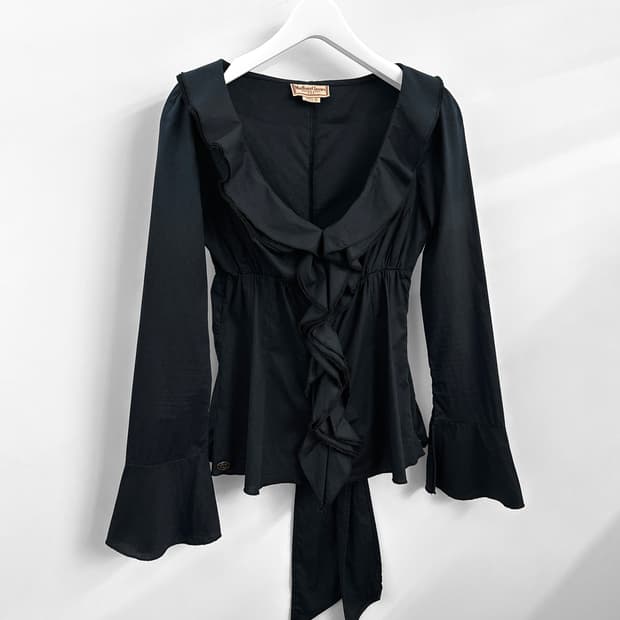 90~00s 빈티지 말보로 클래식 러플 타이 블라우스