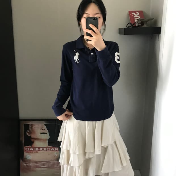 폴로 랄프로렌 빅포니 로고 네이비 긴팔 카라티