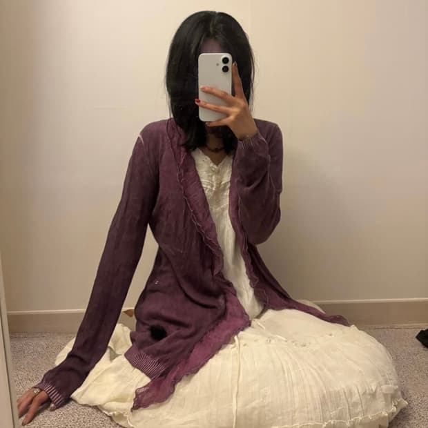 JPN Vintage 갸루 오리엔탈 퍼방울 롱가디건