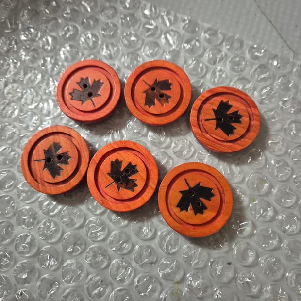 캐나다 메이플 우드 버튼 단추 6개