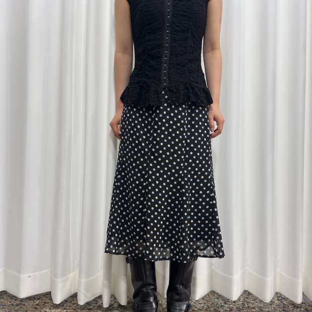 dot midi skirt