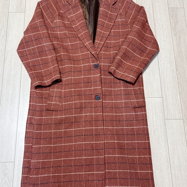 브라운헤링본 체크 롱코트(L)