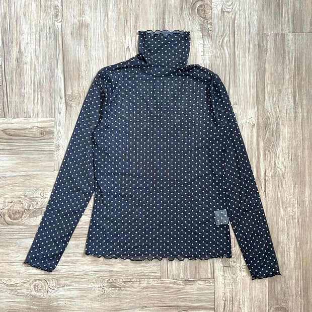 Vtg 시스루 도트 터틀넥