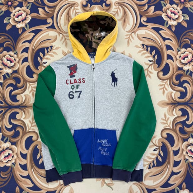 (S)폴로 랄프로렌 Pwing 멀티컬러 후드집업 티셔츠