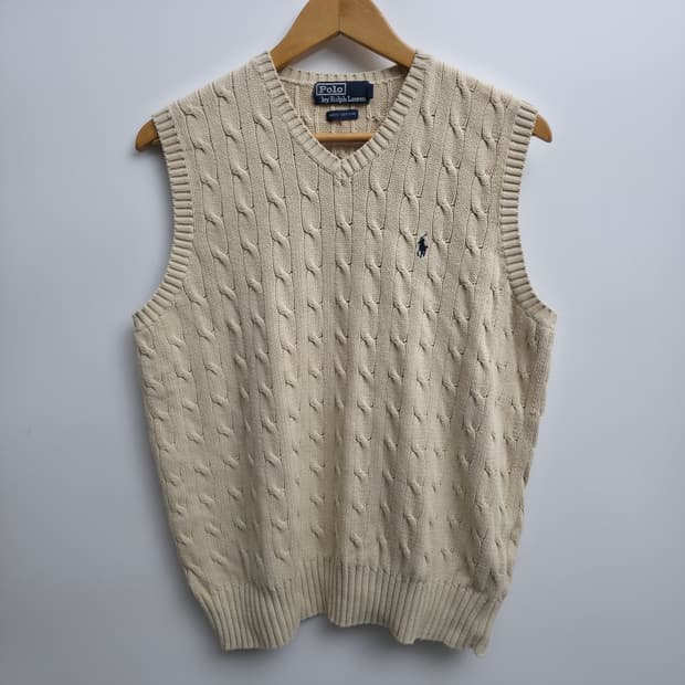 [L] 폴로 랄프로렌 케이블 니트 베스트 아이보리