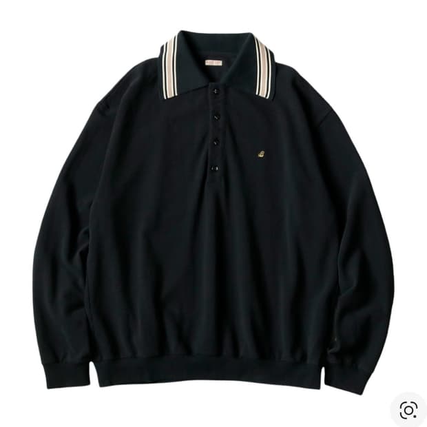 캐피탈 피케 랑글 컬러 레트로 폴로 블랙