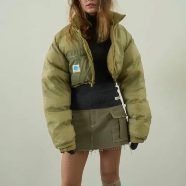 아우어솔티 덕다운패딩 올리브