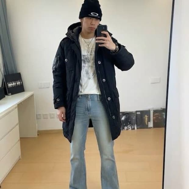폴로 랄프로렌 멀티포켓 후드 나일론 +레더 롱 패딩