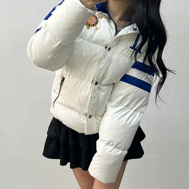 폴로 랄프로렌 USA 국대 스노우 챌린지컵 화이트 핀터깔 덕다운 푸퍼 패