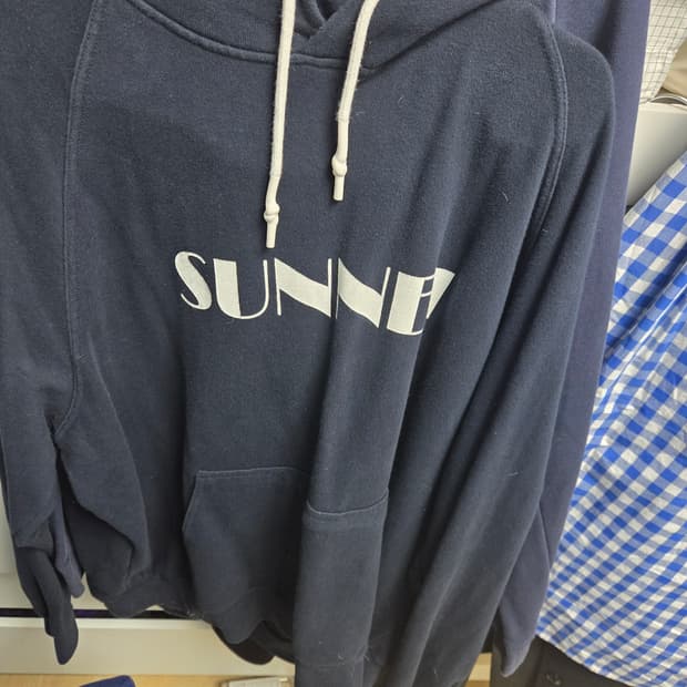 써네이 네이비 로고 후드 L