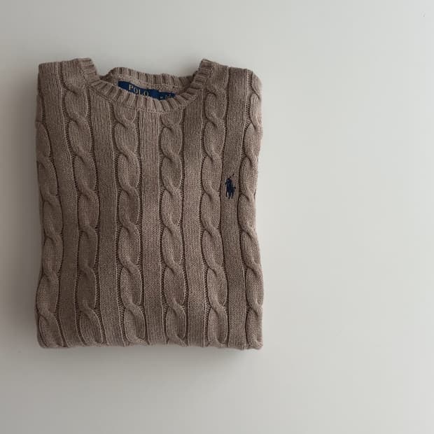 폴로 랄프로렌 베이지 케이블 니트 M