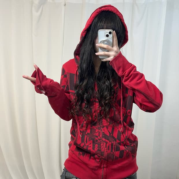 Diesel Red Lettering Zip Hoodie