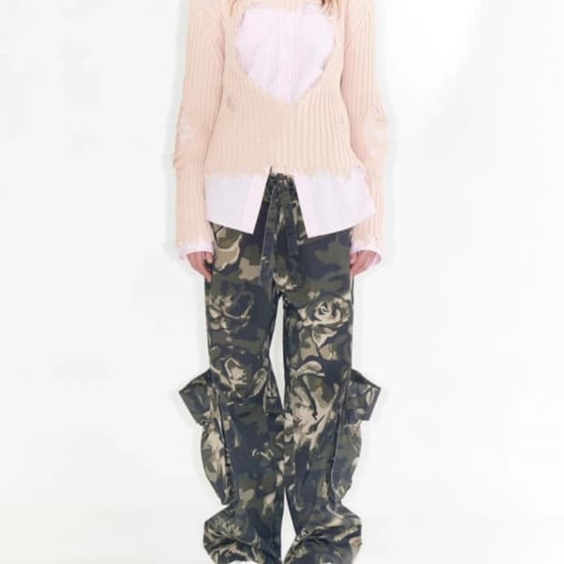오픈와이와이 카모 롤드 팬츠