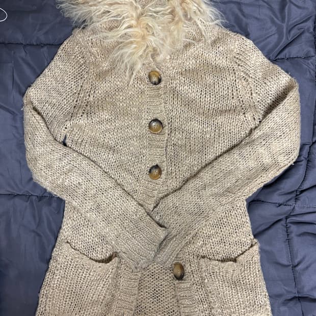 빈티지 퍼 니트 가디건 