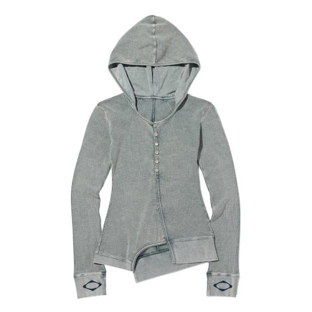 미스치프 레이어드 와플 후드 세트 블리치드 카키