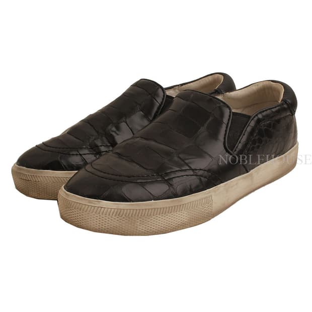 아쉬 블랙 와니패턴 레더 슬립온 36