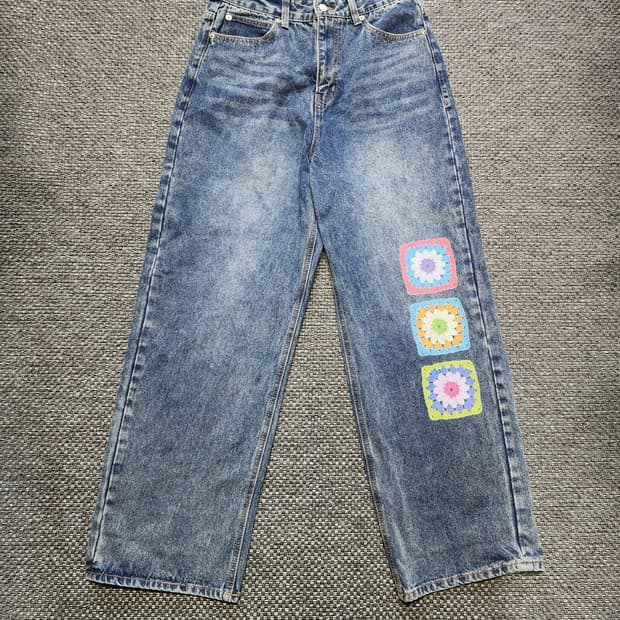 로씨로씨x 그래피커스크로셰 패치 데님 팬츠 L