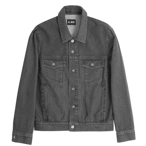 일류 Misaligned denim jacket Washed black