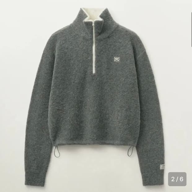 세터 크롭 하프넥 니트 집업 그레이