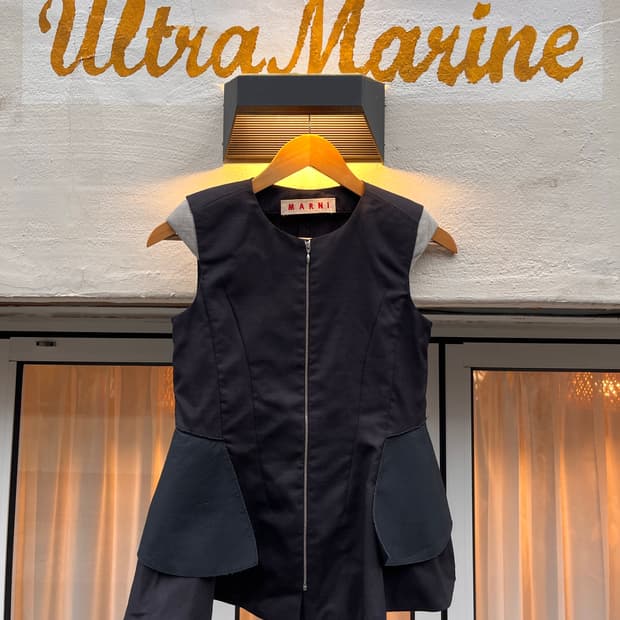 마르니 트로피컬 울 패널 슬리브리스 탑 (이탈리아제)