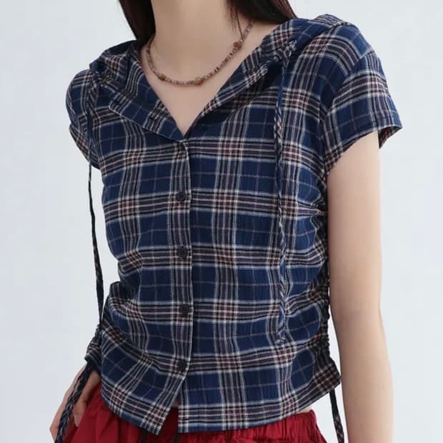 빈티지 체크 반팔