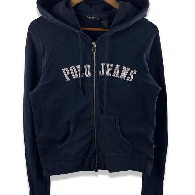 폴로진스 컴퍼니 네이비 헤리티지 아치로고 딱붙후드집업2450