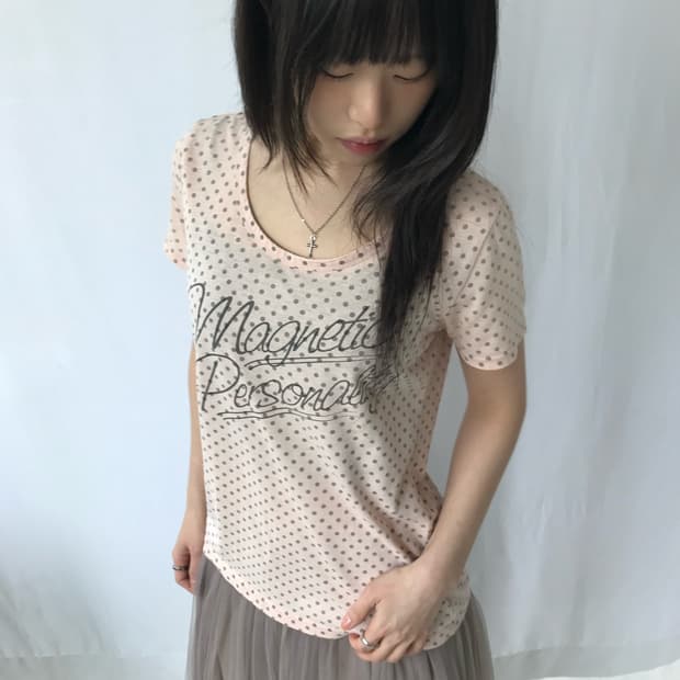 핑크 도트 티셔츠