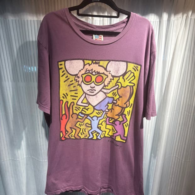 정크 푸드 키스해링 반팔티셔츠 L