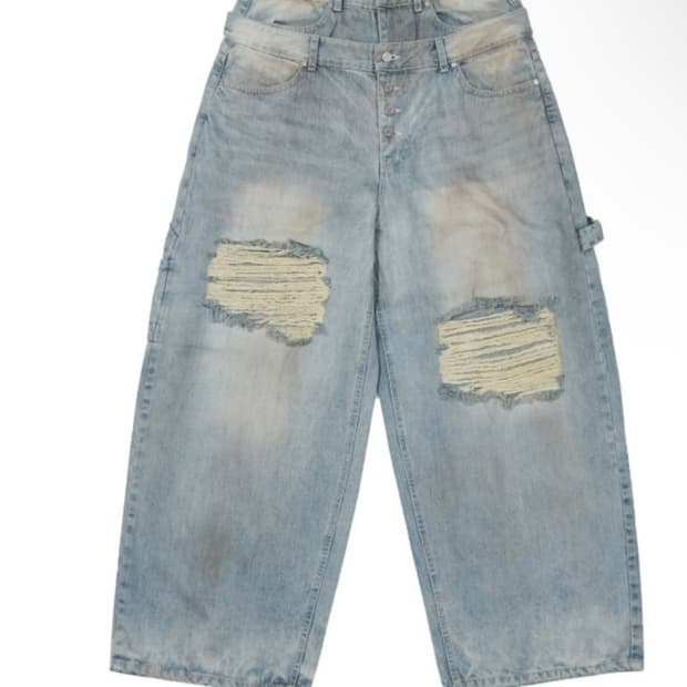 Double Waist carpenter pants lightblue