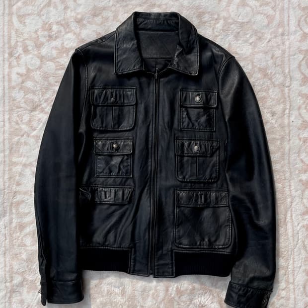 빈티지 y2k 멀티포켓 리얼레더 자켓