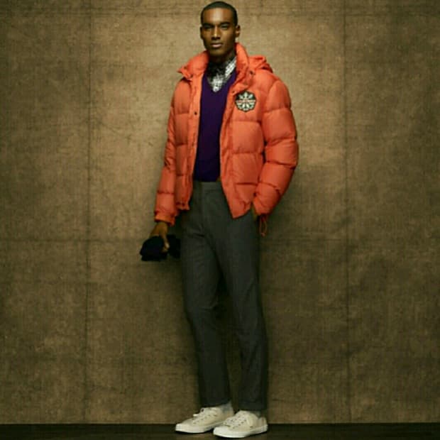 S) 폴로 럭비 후드 숏 패딩 오렌지