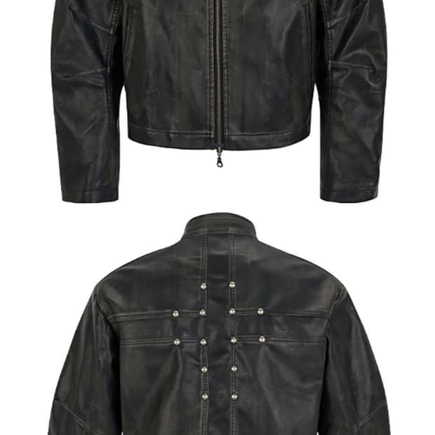 [SGW] Cross Zipper Leather Jacket