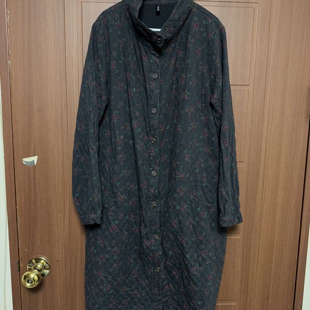 모리걸 빈티지 하구미 히피 할매카지 잔꽃무늬 퀄팅 롱 코트