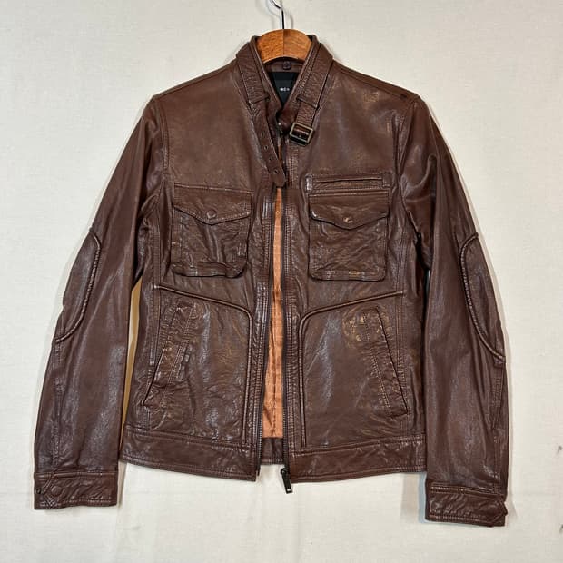 M) BON 멀티 포켓 램스킨 레더 양가죽 자켓